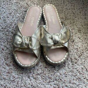 Kate Spade Gold Satin Bow Sandals